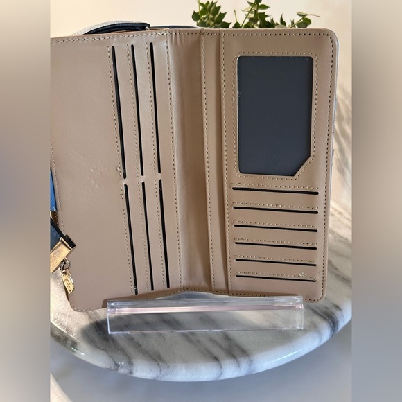 Women Long Clutch PU Leather Wallet Pocket Purse Credit Card Slips Sky Blue - Picture 6 of 14